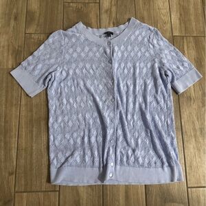 Talbots short sleeve cardigan Light Blue Textured Women's Top 1x